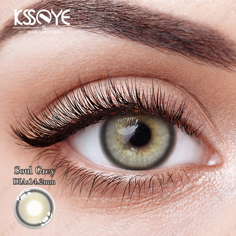Custom ISO13485 Green Eye Contact Lenses Non Prescription 14.2mm