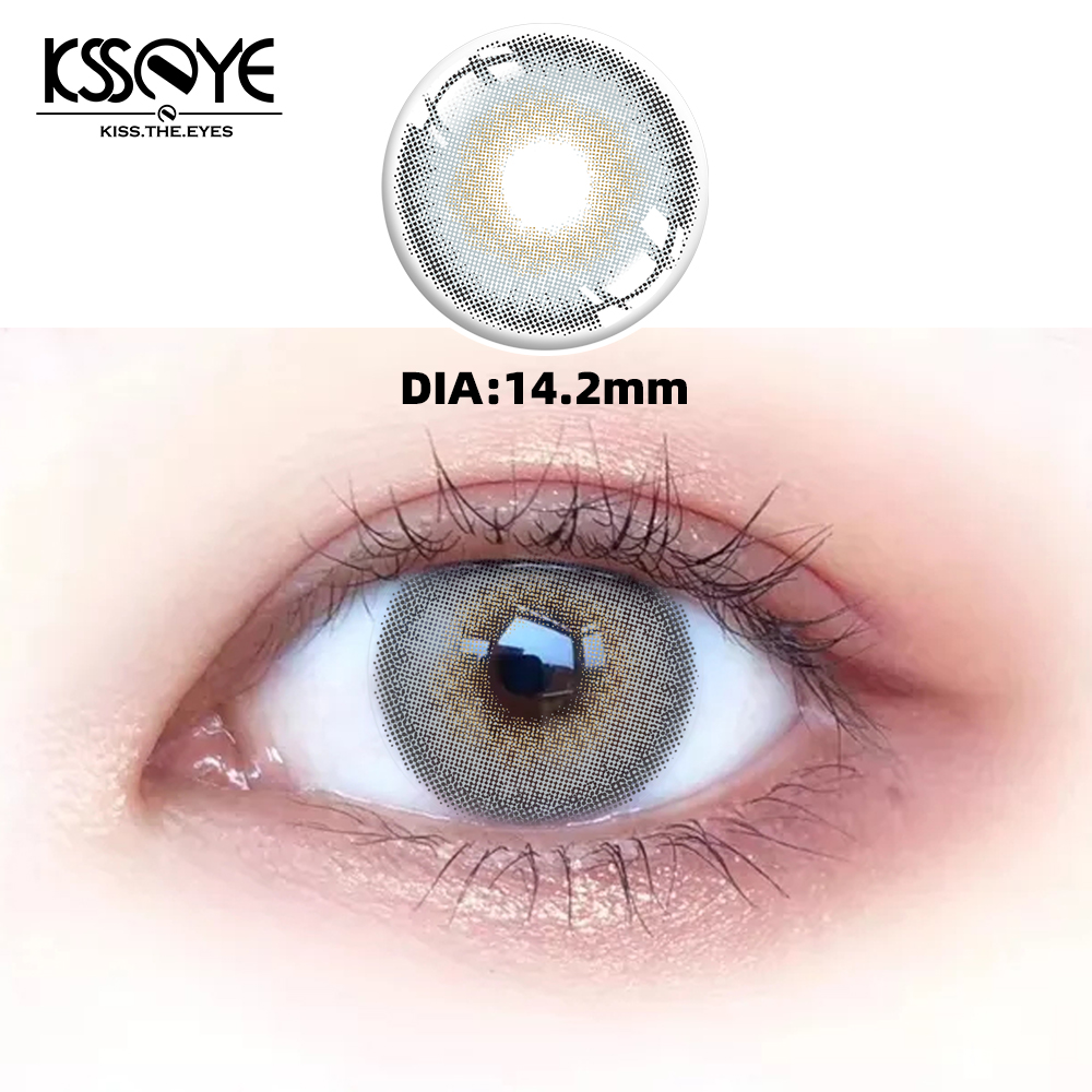 Yearly Natural Colored Blue Circle Lenses 14.2mm 2 Tone