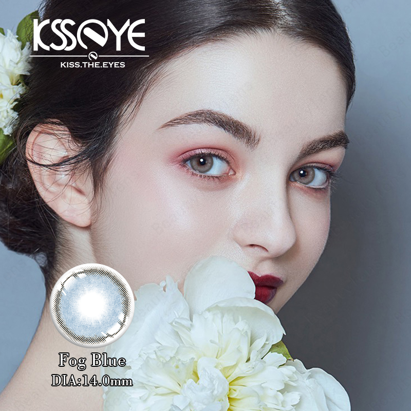ISO13485 Coloured Limbal Ring Natural Blue Contacts Yearly