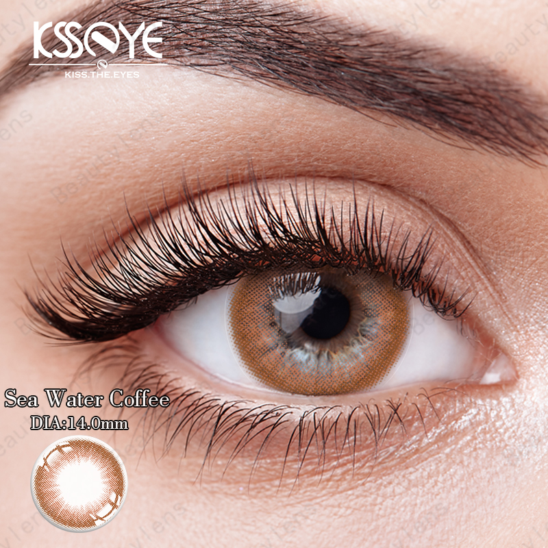 KSSEYE Yearly Green Contact Lens For Brown Eyes 0 Power 14.5mm