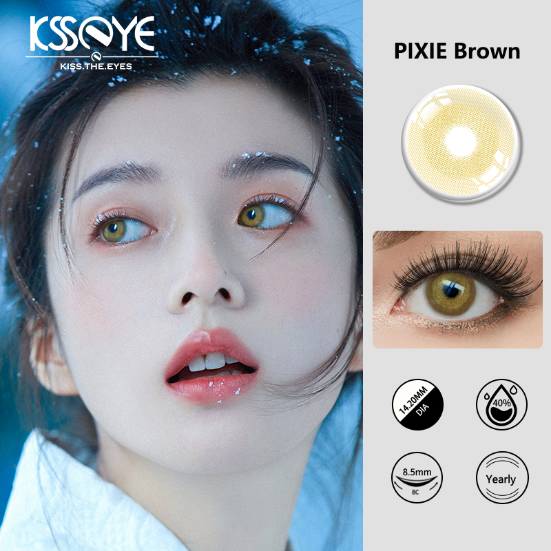 Custom Reusable Brown Colored Contacts Lenses Yearly For Blue Eyes