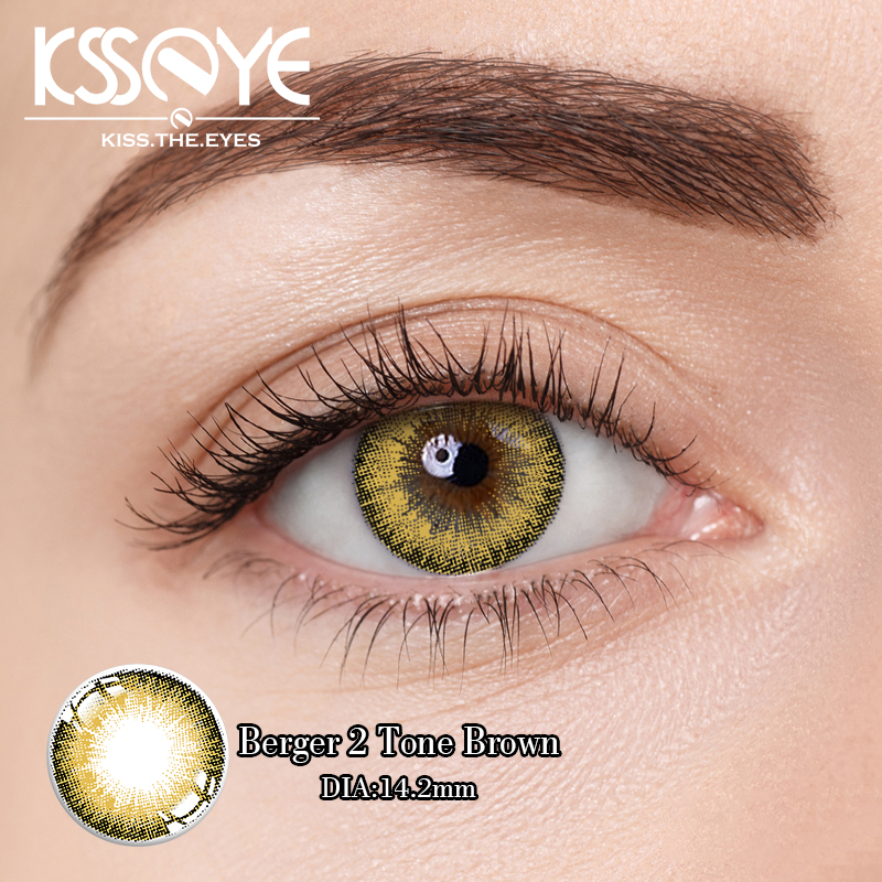 Custom Reusable Brown Colored Contacts Lenses Yearly For Blue Eyes