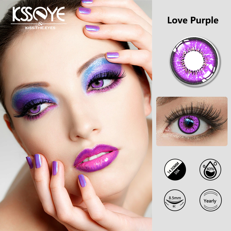 Myopia Optical Colored 14.5 Mm Contact Lenses Grey Purple Blue For Reading