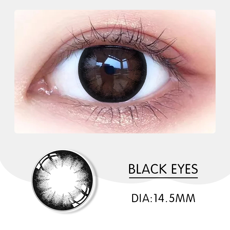 ODM Yearly Big Eyes Natural Black Contacts Non Prescription 14.5mm