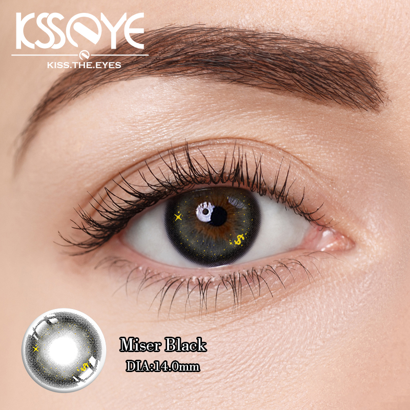 ODM Yearly Big Eyes Natural Black Contacts Non Prescription 14.5mm